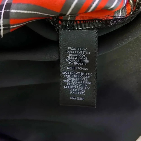 Express Plaid 3/4 Sleeve Blouse V-Neck Quarter Zip Size Small Holiday Christmas - Picture 4 of 6